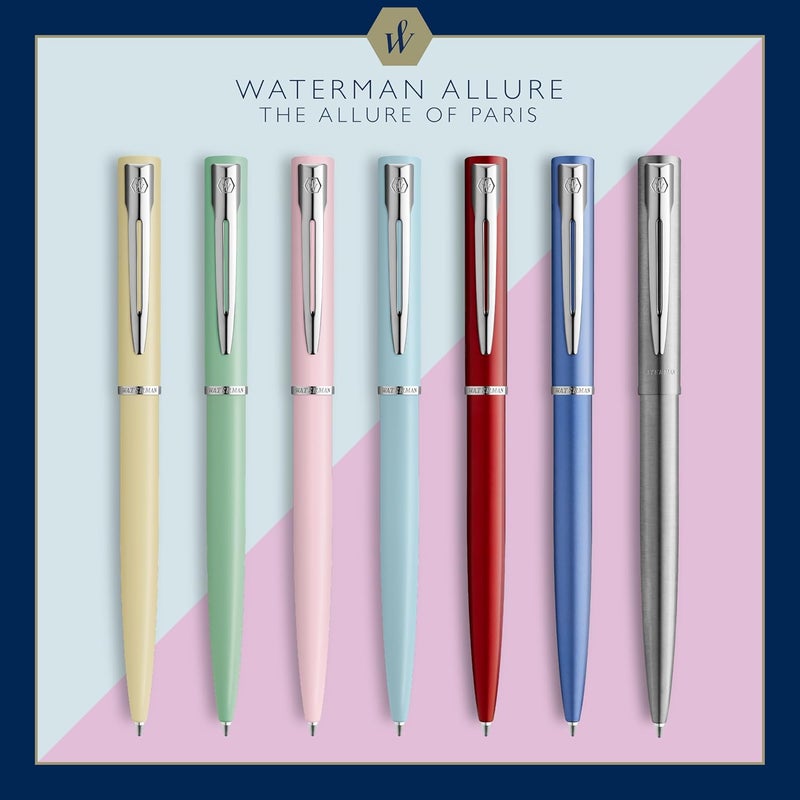 Waterman قلم حبر جاف ووترمان أليور - فولاذ مقاوم للصدأ مع حبر أزرق - علبة هدايا - Image 4